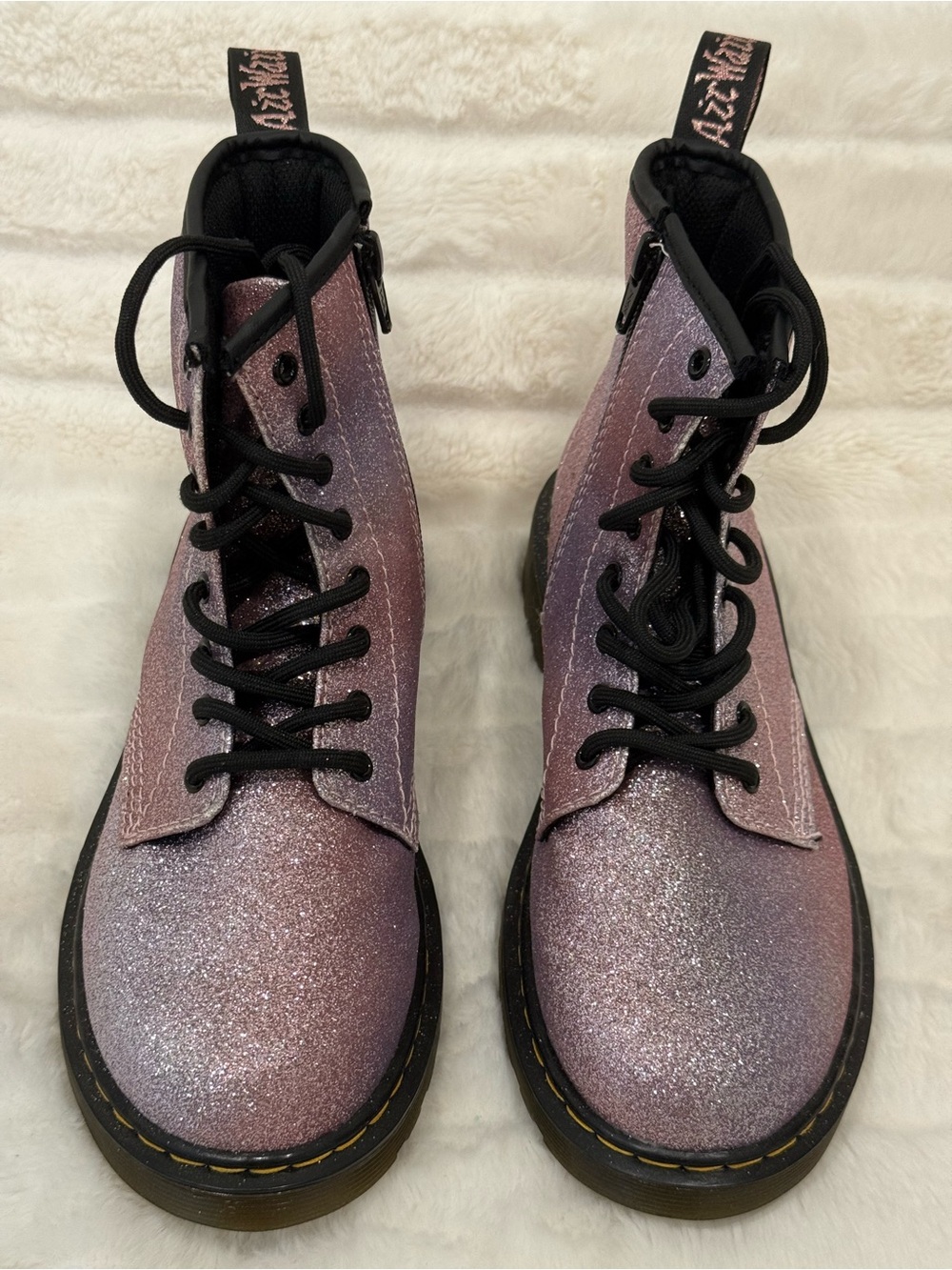 Dr. Martens Pink Glitter Lace-Up Combat Boots